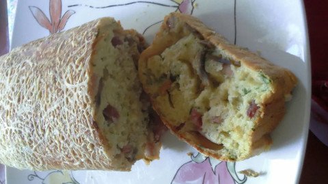 Cake aux champignons et aux lardons