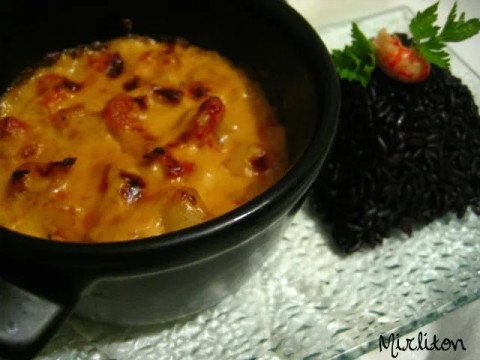 Queues décrevisses gratinées au comté avec lentilles