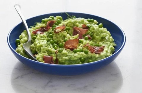 Risotto aux petits pois et à la bresaola