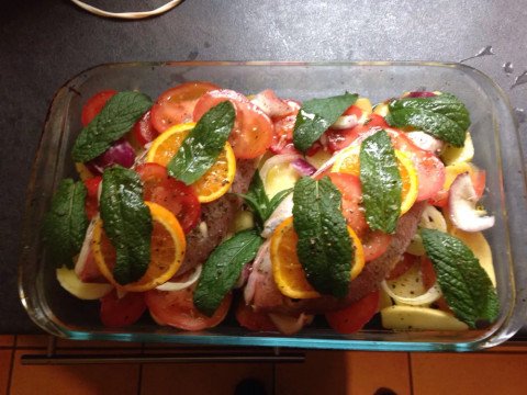 Dorade au four à la menthe