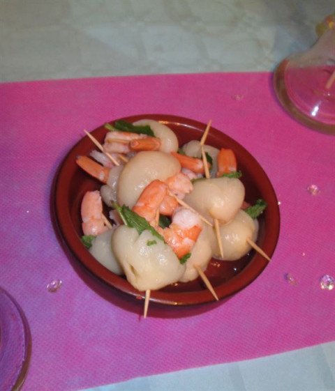 Amuse-gueules litchi crevette