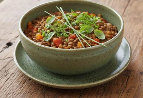 Salade de lentilles à la feta et aux herbes