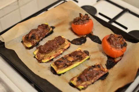 Tomates et courgettes farcies au boeuf
