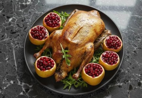 Oie farcie et ses pommes aux groseilles