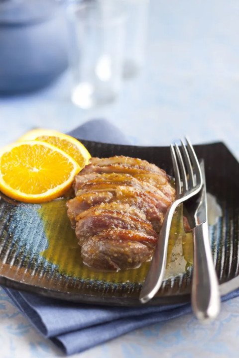 Magret de canard à l' érable et aux oranges