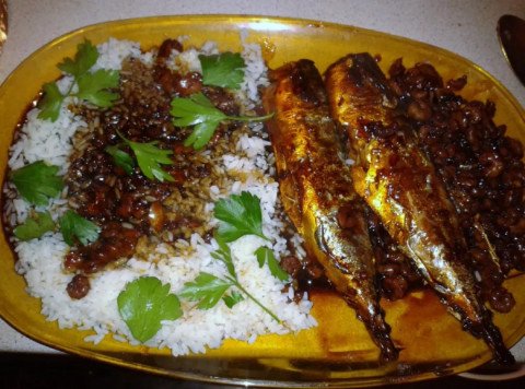 Maquereau aux crevettes et riz