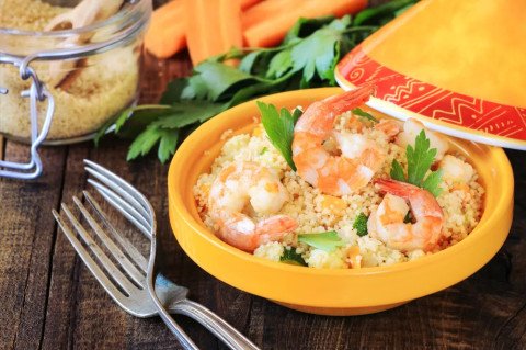 Tajine de calamars et crevettes