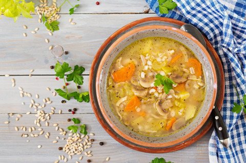 Potage à l'orge et à la viande des grisons au companion