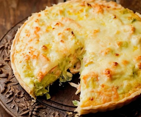 Tourte saumon fumé poireaux