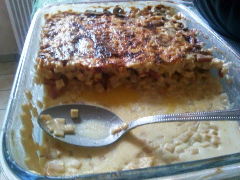 Crozets au reblochon, lardons et champignons