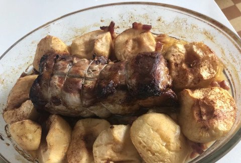 Rôti de porc aux pommes