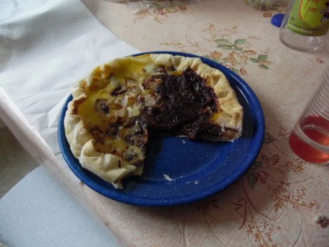 Tarte poire banane mi-chocolat, mi nutella