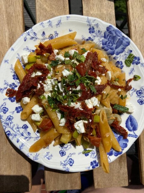 Pâtes façon risotto, fèves et courgettes