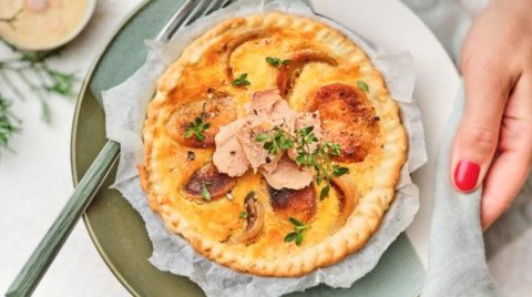 Fine quiche au boudin blanc et foie gras