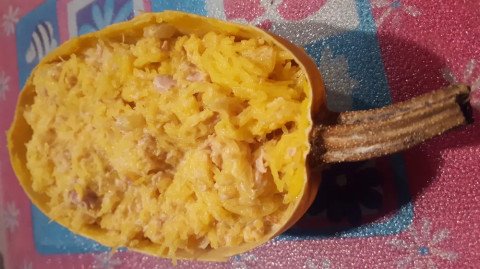 Courge spaghetti sauce carbonara de thon