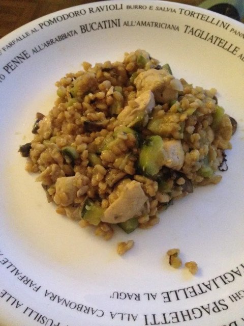 Le risotto d’épeautre poulet courgette