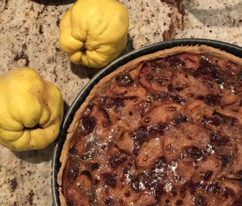 tarte coings et framboises
