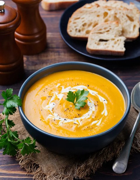 Soupe potiron-poivron au curry