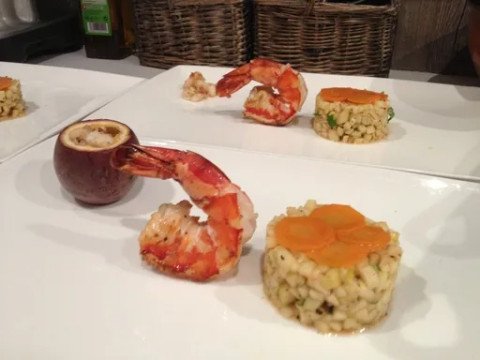 Tartare de courgettes et sa gambas