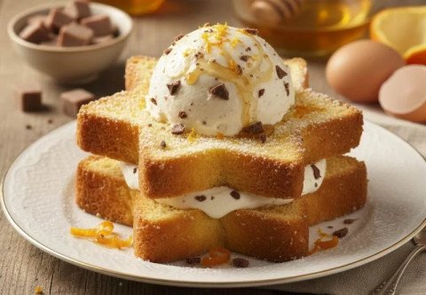 Etoile de Pandoro avec Semifreddo au nougat et au miel