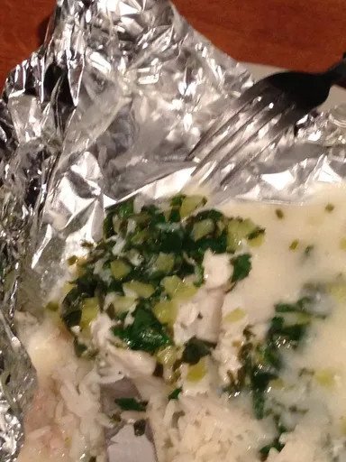 Papillote de daurade sauce chien