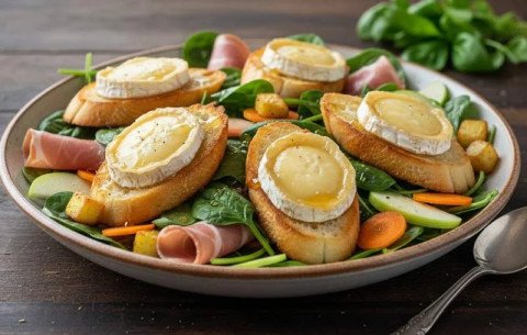 Salade d'épinards et chèvre chaud