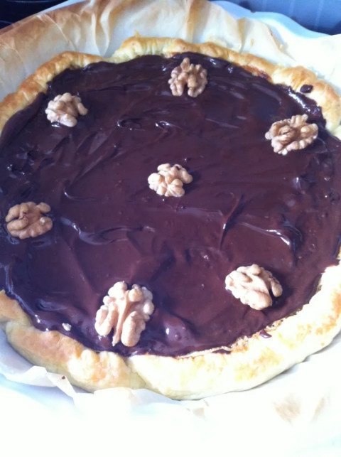 Tarte fondante au chocolat et noix