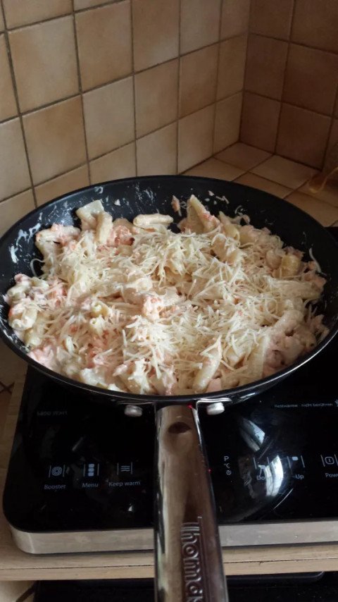 Pâtes aux deux saumons et St Jacques