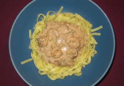 Pâtes aux crevettes et au boursin