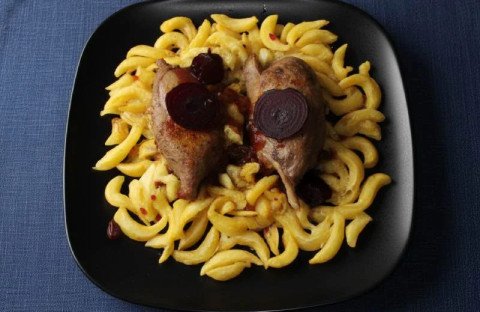 Cuisse d'oie confite aux macaronis