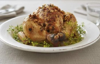 Chapon farci, polenta crémeuse