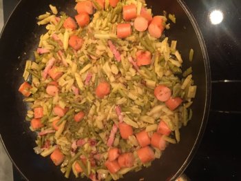 Poêlée de haricots verts et saucisses