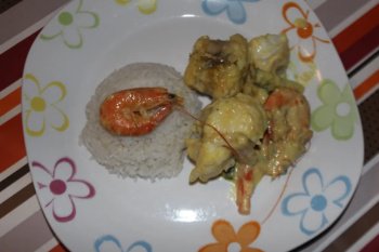 Lotte et crevettes au curry