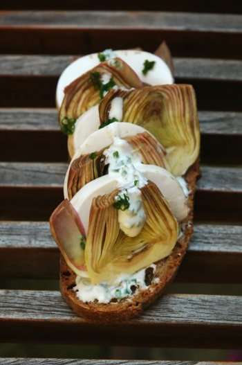 Tartines de champignons et poivrade