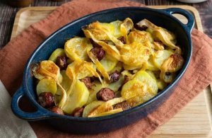 Gratin de saucisses fumées au fromage Reblochon