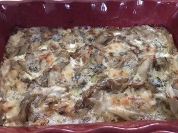 Gratin dendives et ravioles du Royans