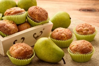 Muffins délicieux poires pépites de chocolat