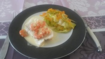 Lotte facile aux crevettes et à la crème