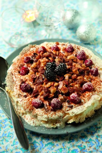 Pavlova marrons glacés raisins