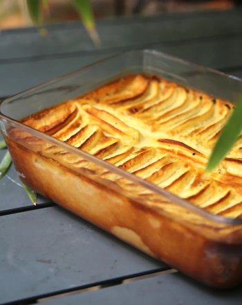 Flan chocolat blanc et pommes