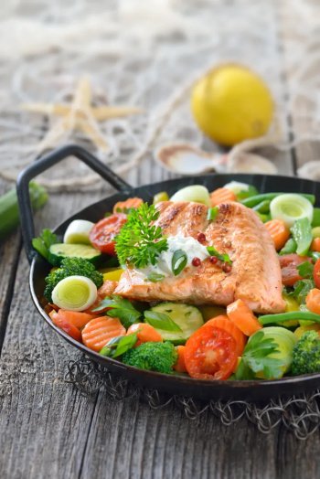 Saumon au four et ses légumes