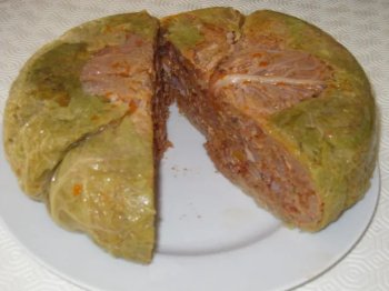 Chou vert farci en cocotte