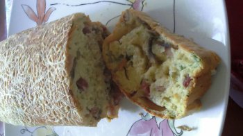 Cake aux champignons et aux lardons