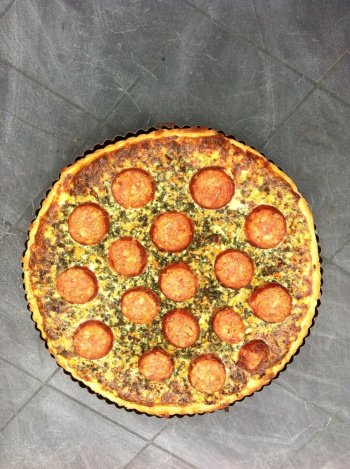 Tarte à l'oignon et à la saucisse de Morteau