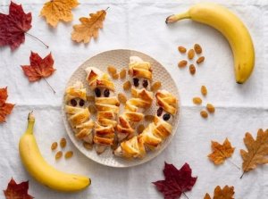 Bananes momies en pâte feuilletée pour Halloween