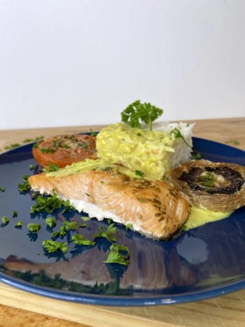 Saumon coco curry et petits légumes de ma maman