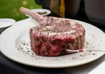 Côte de bœuf grillée au barbecue en cuisson connectée