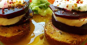 Millefeuille betteraves-mozzarella