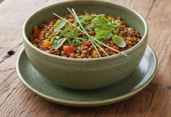 Salade de lentilles à la feta et aux herbes