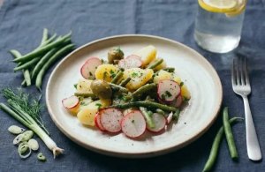 Salade tiède de pommes de terre, haricots verts et câpres